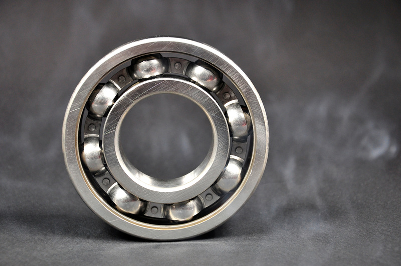 Metal ball bearing on dark background